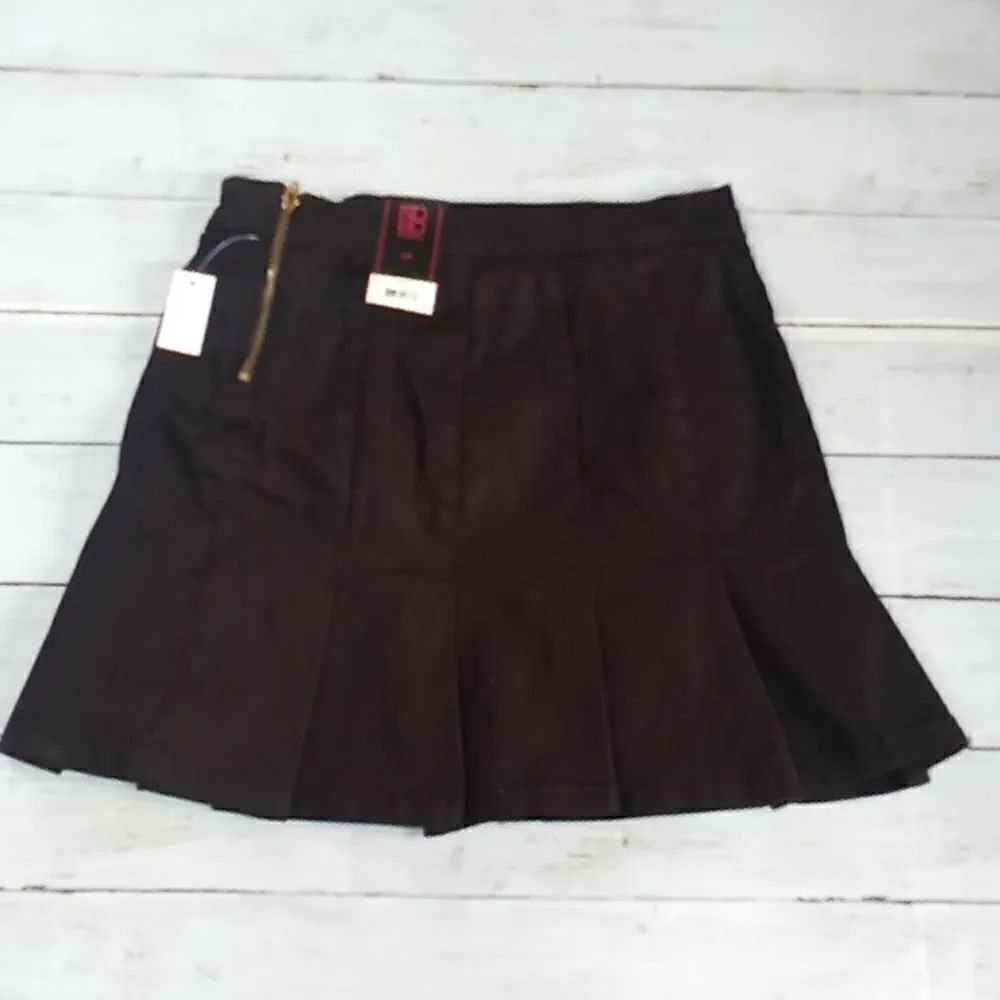 Womens Pleated Denim School Girl Mini Skirt
